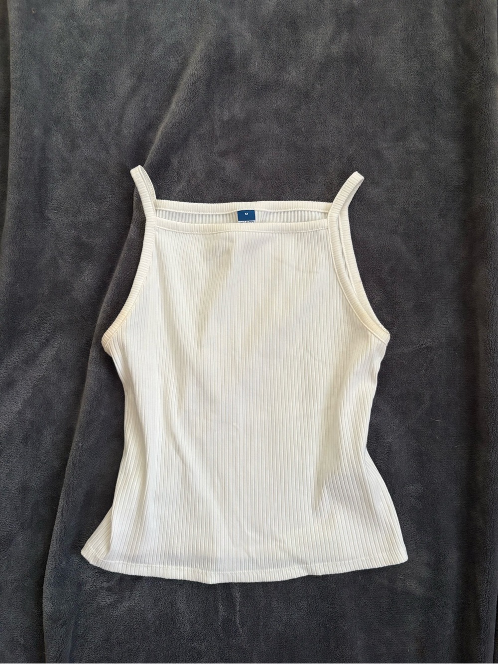 Old Navy Cream Ribbed Square-Neck Tank Top
